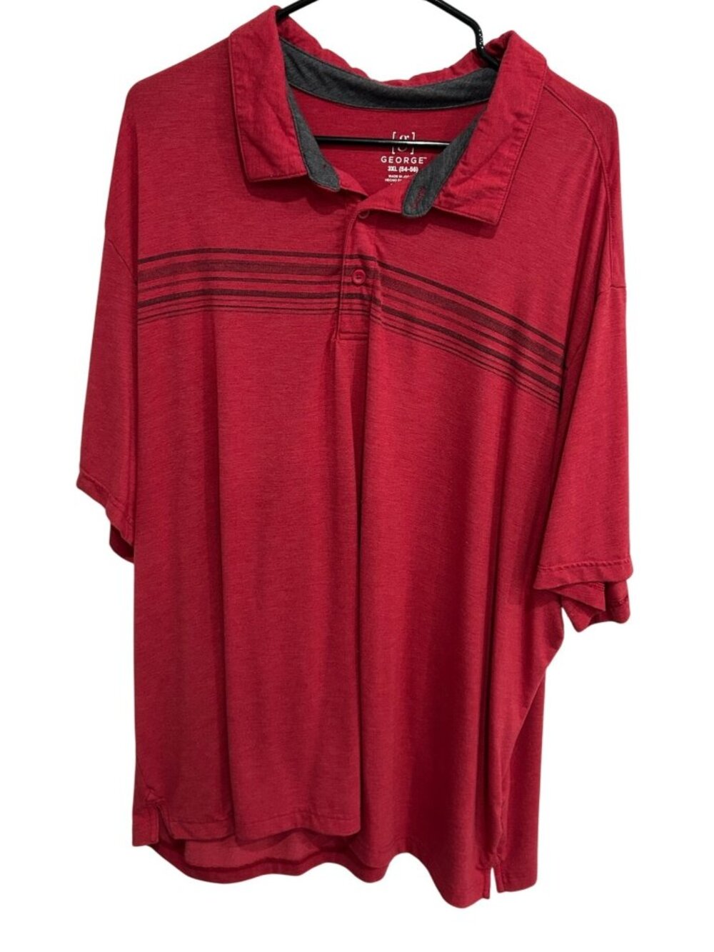 George Mens Red Polo Shirt Short Sleeve Collared Button Front Lightweight Sz 3XL